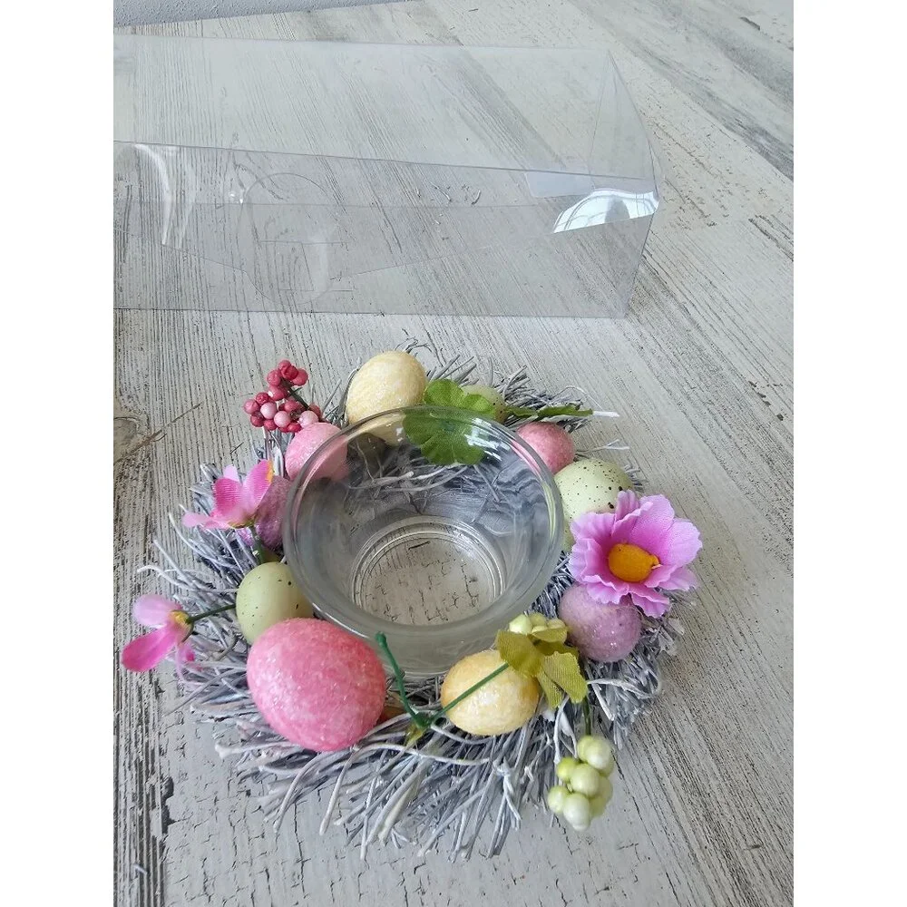 Pier 1 mini egg tea light candle holder wreath‎ white pastel spring decor